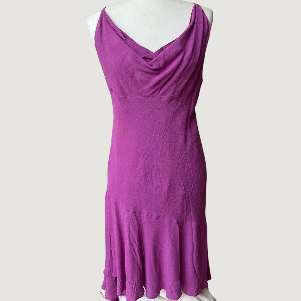 Steve Madden Tarin Asymmetric Cowl Neck Dress Women Large Orchid Sleeveless NWOT